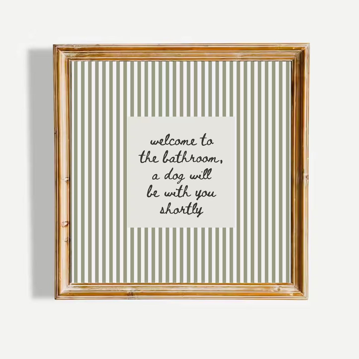 Funny Dog Bathroom Sage Green Wall Art