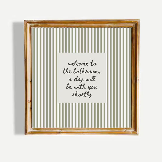 Funny Dog Bathroom Sage Green Wall Art