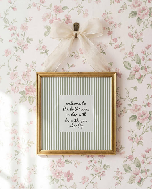 Funny Dog Bathroom Sage Green Wall Art